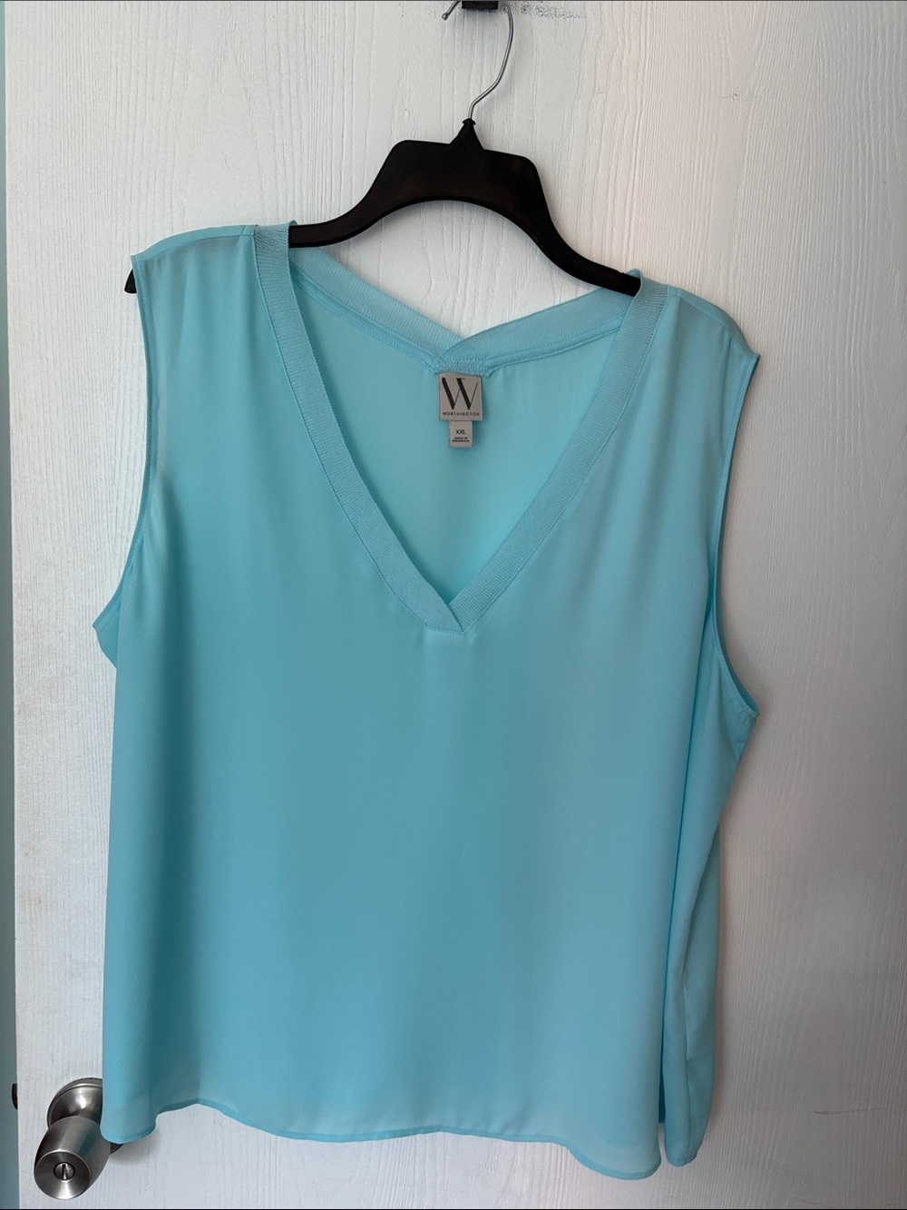 W by Worth Aqua V-Neck Sleeveless Blouse